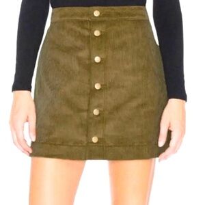 American Apparel Olive Green Corduroy Button-Front Mini Skirt